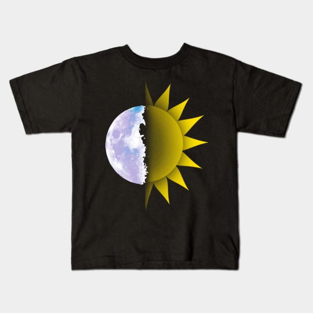 Half moon half sun Kids T-Shirt by Byreem